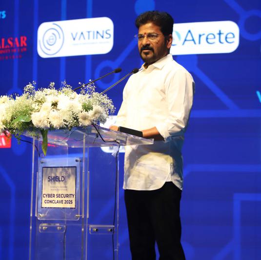 CHIEF MINISTER SHRI REVANTH REDDY SEEN ADDRESSING AT SHIELD 2025