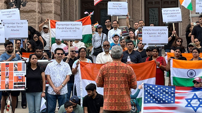 Many Indians pay tribute to the victims at Austin Capitol building