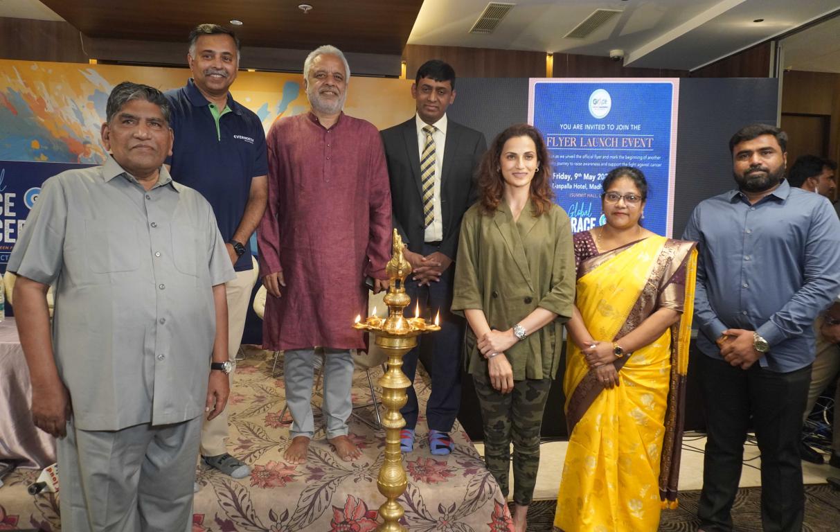 SHILPA REDDY_DR AJAY MISHRA_DR CHINABABU SUNKAVALLI SEEN AT FLYER LAUNCH OF GRACE CANCER RUN 2025