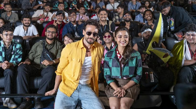 Rashmika Mandanna Tiger Shroff Join Over 250 Fans At Demon Slayer