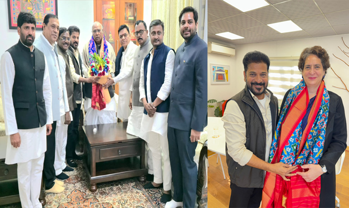 AICC President Mallikarjun Kharge & Priyanka Gandhi congratulates CM Revanth Reddy Aicc President Mallikarjun Kharge Priyanka Gandhi Congratulates Cm Revanth Reddy