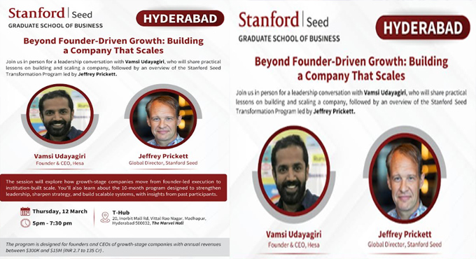 Stanford Seed To Host Leadership Conversation In Hyderabad On Scaling Beyond Founder Driven Growth 
