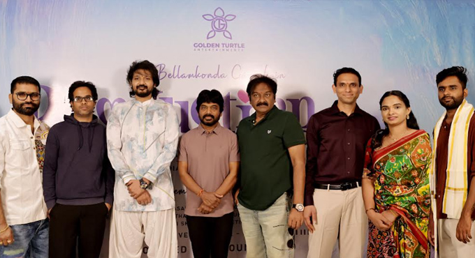 A. Karunakaran, Anudeep KV & Bheems Ceciroleo, For Bellamkonda Ganesh’s New-Age Rom-Com Under Golden Turtle Entertainments Banner, Launched Grandly A. Karunakaran, Anudeep KV & Bheems Ceciroleo, For Bellamkonda Ganesh’s New-Age Rom-Com Under Golden Turtle Entertainments Banner, Launched Grandly