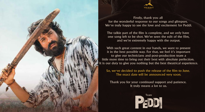 Mega Power Star Ram Charan’s Peddi Releasing Worldwide In June