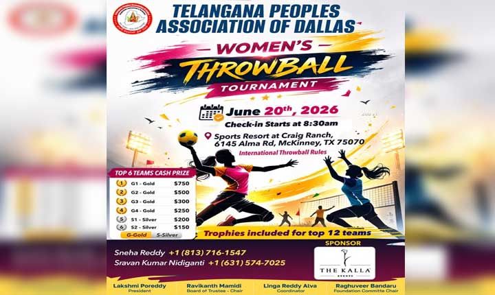 Telangana Peoples Association of Dallas Hosts High-Energy Women’s Throwball Tournament Telangana Peoples Association Of Dallas Hosts High Energy Womens Throwball Tournament