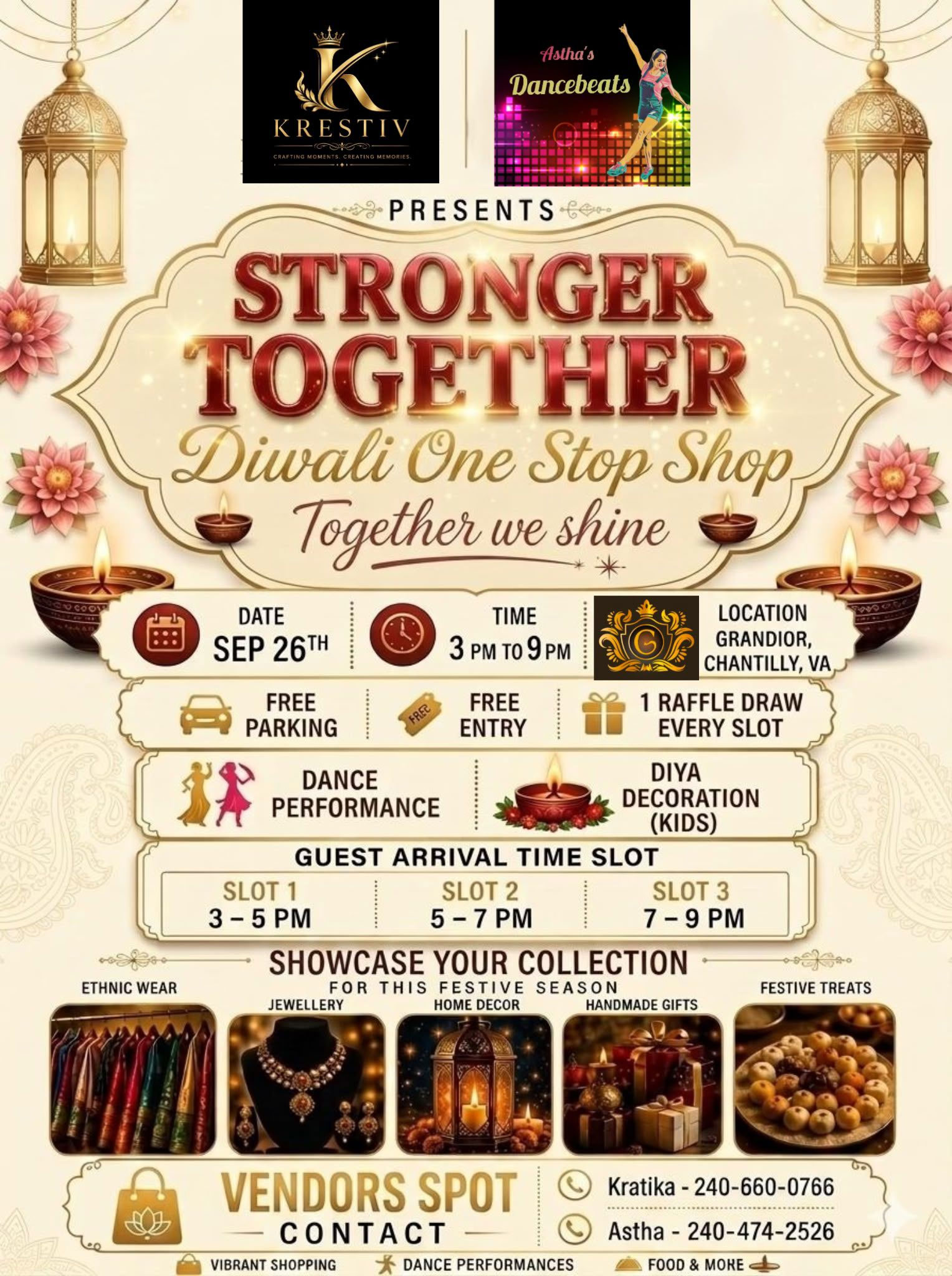 Krestiv And Asthas Dancebeats To Host Stronger Together Diwali One Stop Shop Event In Chantilly