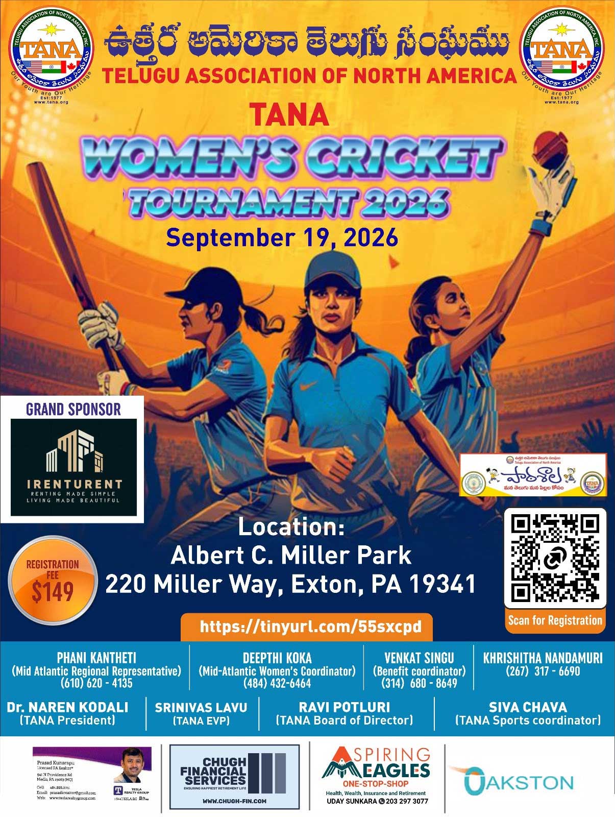 TANA Mid-Atlantic Announces Women’s Cricket Tournament 2026 Scheduled for September 19 in Exton, PA Tana Mid Atlantic Announces Womens Cricket Tournament 2026 Scheduled For September 19 In Exton Pa