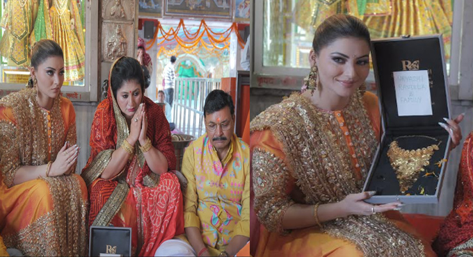 Urvashi Rautela Offers A 24 Carat Gold Necklace At The Feet Of Siddhbali Baba