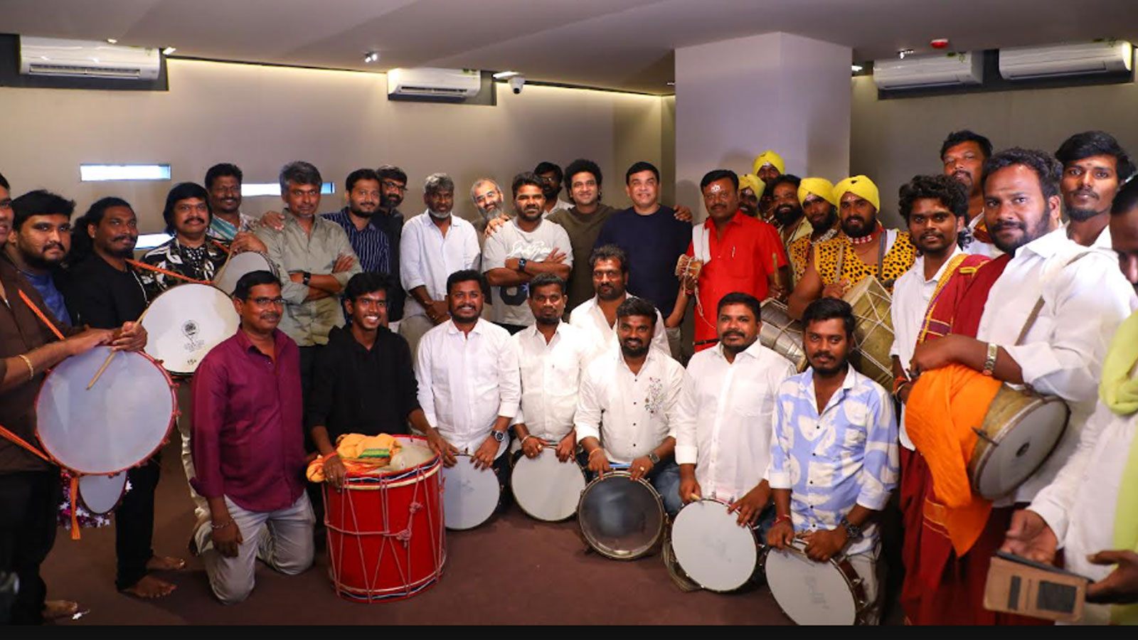 Rockstar DSP records with 100 folk rythm players from all over India for Yellamma Title song Rockstar Dsp Records With 100 Folk Rythm Players From All Over India For Yellamma Title Song