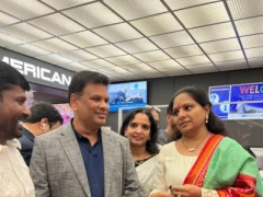 MLC Kavitha gets Grand Welcome at Washington Airport