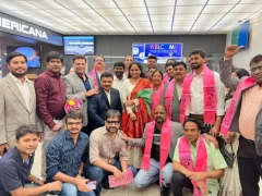 MLC Kavitha gets Grand Welcome at Washington Airport