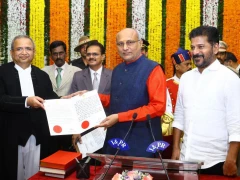 CP Radhakrishnan taking Oath as Telangana Governor