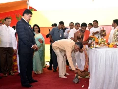 Chandrababu laid foundation stone for BR Shetty Medical City