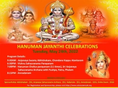 Sri Hanuman Jayanthi Celebrations - Tuesday, May 24