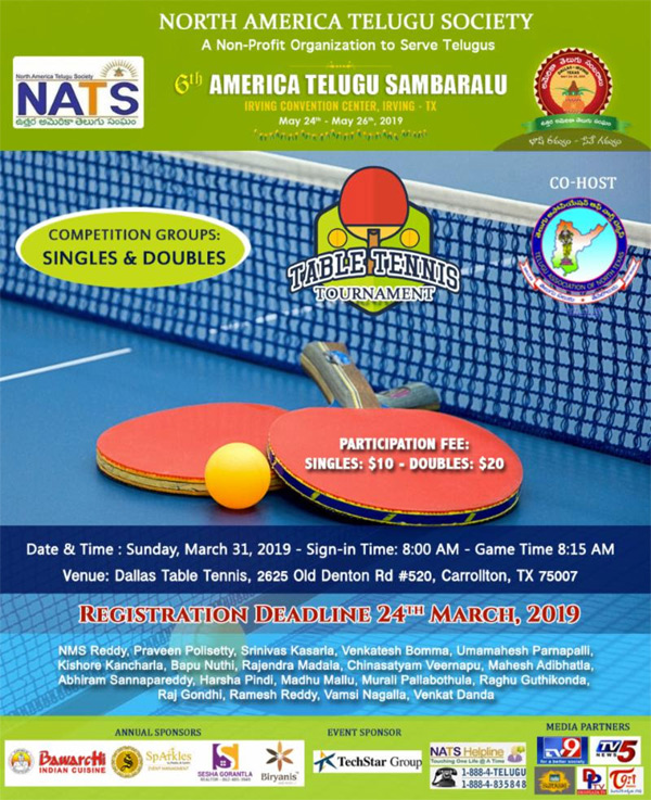 NATS Sambaralu Table Tennis Tournament @Carrollton, TX