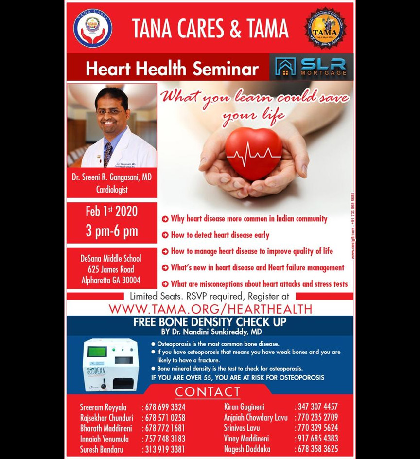 TANA Cares & TAMA is organizing Heart Health Seminar