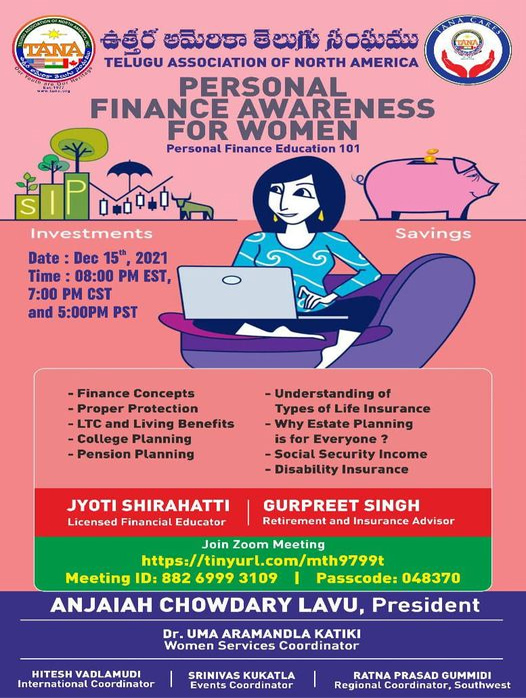 TANA Personal Finance Awareness for Women on Dec 15
