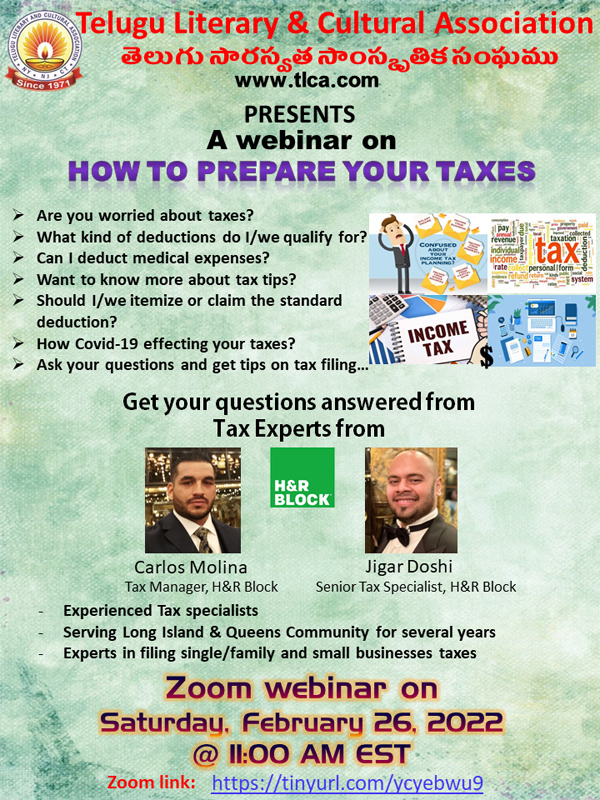 TLCA Presents a Webinar on "How To Prepare Your Taxes"