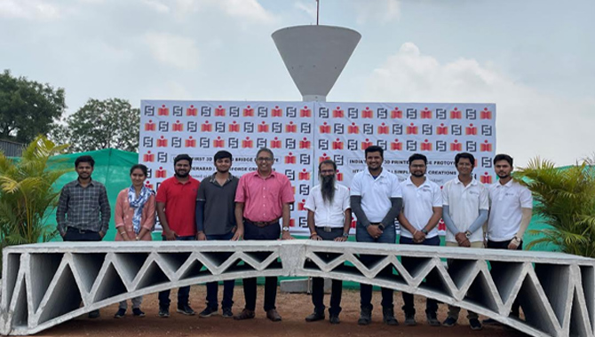 Simpliforge Creations and IIT Hyderabad develop India’s First Prototype Bridge using Indigenous 3D Printing Technology