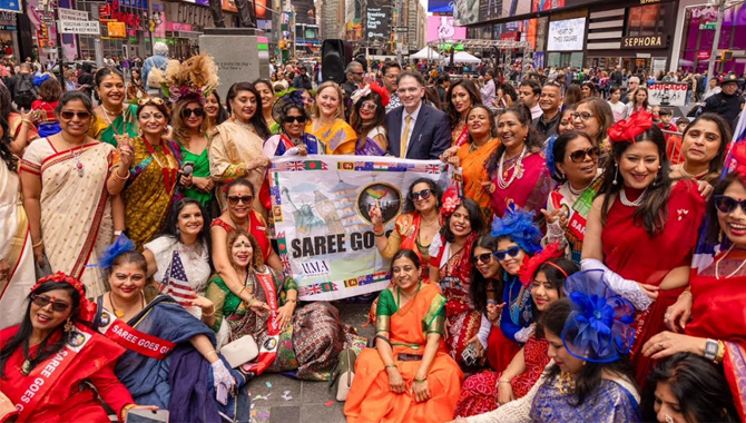Saree Goes Global: Celebrating Cultural Diversity In The Heart Of Times Square, New York City