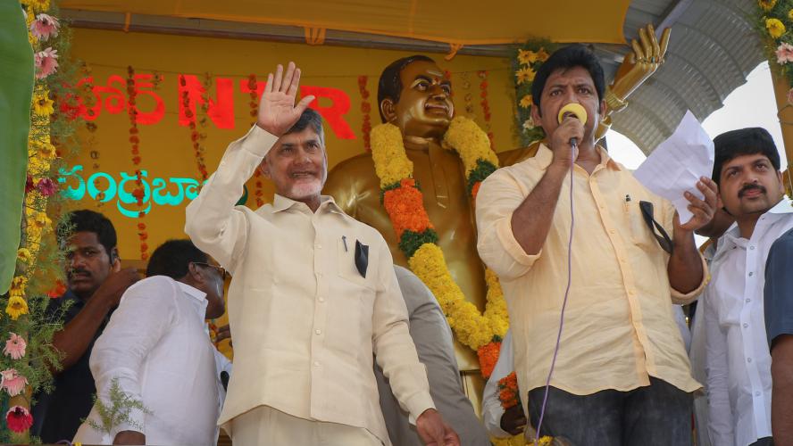 Chandrababu unveiled  the Statue of NTR at Mallavalli Village