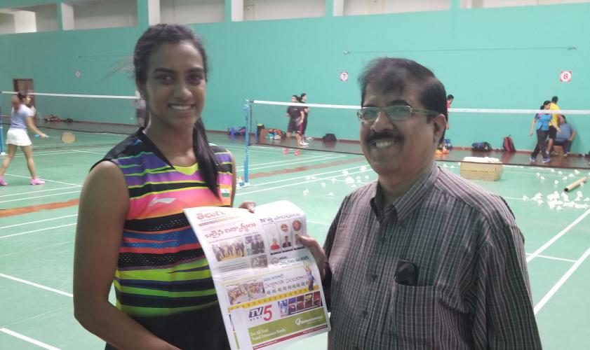 Telugu Times Editor CVS meets PV Sindhu