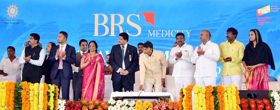 Chandrababu laid foundation stone for BR Shetty Medical City