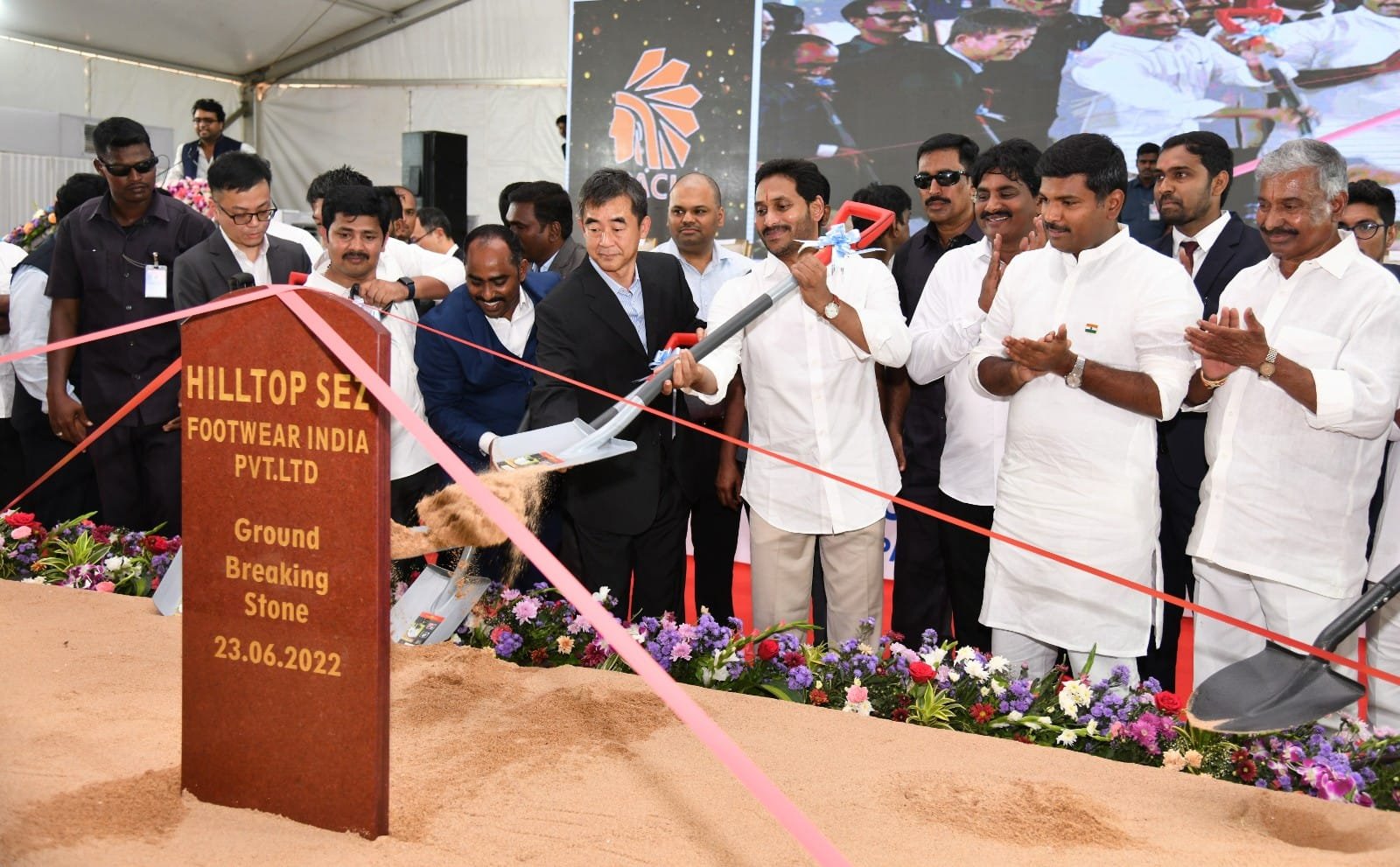 CM YS Jagan Lays Foundation Stone for Apache Footwear