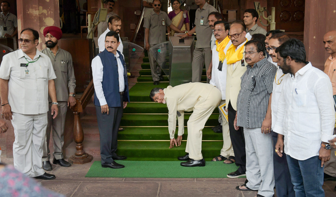 Chandrababu Naidu visits Parliament