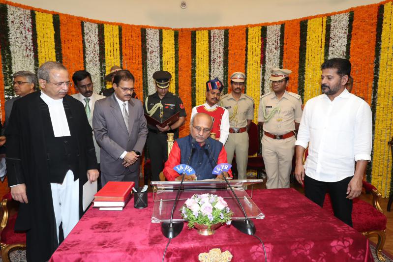 CP Radhakrishnan taking Oath as Telangana Governor