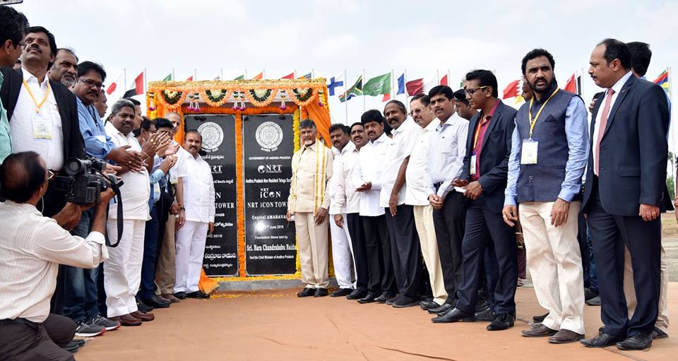 Chandrababu Lays Foundation Stone for NRT Icon