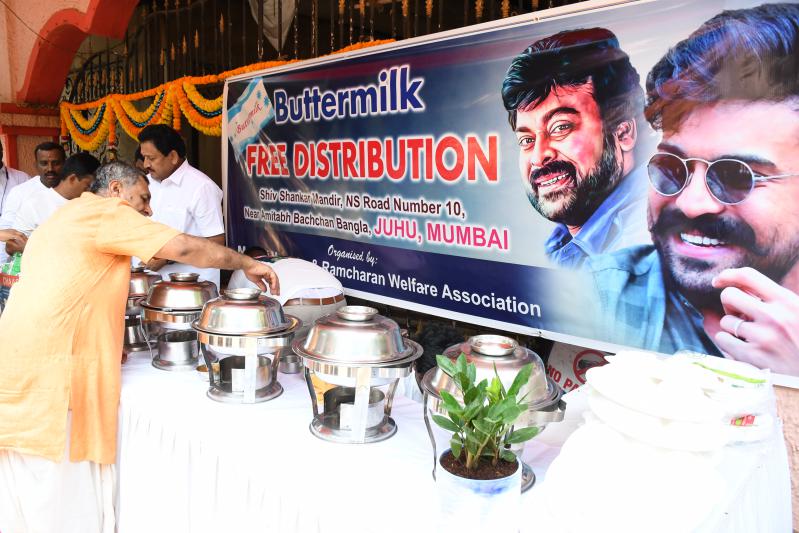 Ram Charan Fans Give Away Bottles of Buttermilk in Mumbai