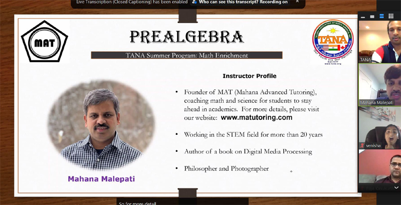 TANA Summer Camp Math Enrichment – PreAlgebra 21 July 2022