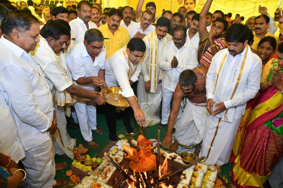 Lokesh participates in lay foundation stone for TDP Office