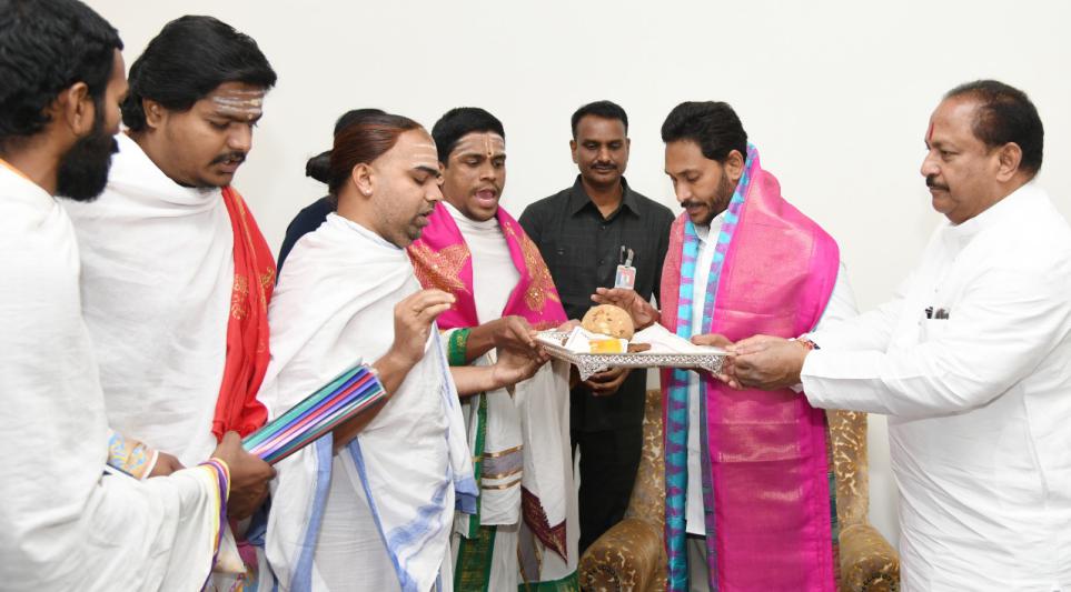 TTD and Durga Temple Priests Blessed CM YS Jagan
