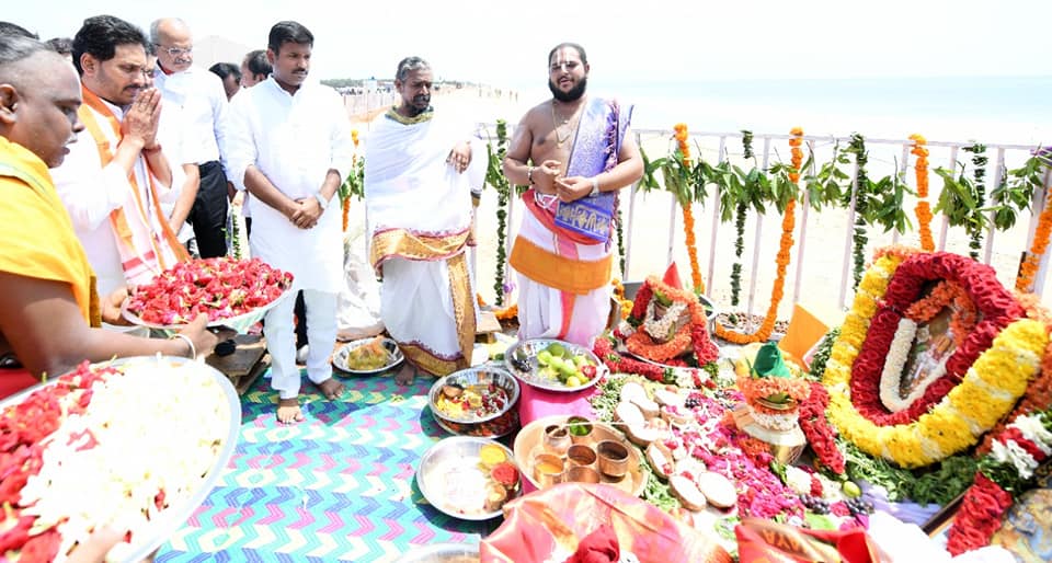 YS Jagan Foundation Stone for Ramayapatnam Port