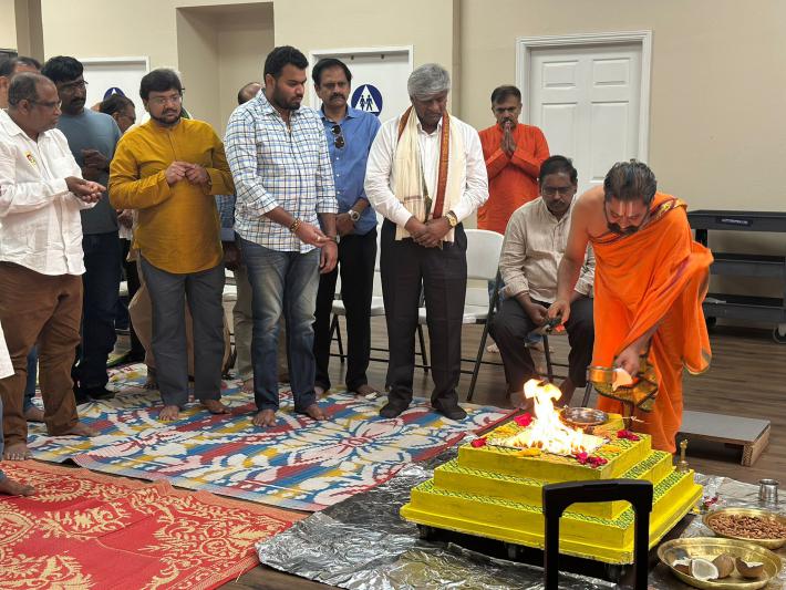 NRI TDP Celebrates Shanti Homam in Mill Pitas