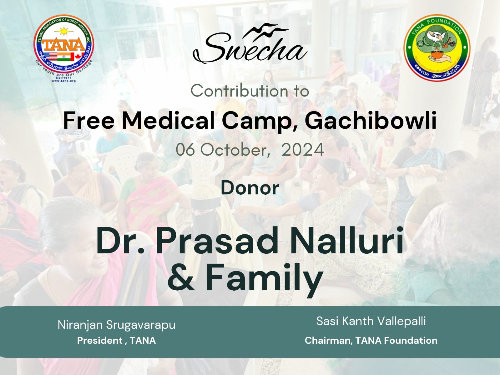 TANA Foundation Medical Camp at Gachibowli 6 Oct 2024