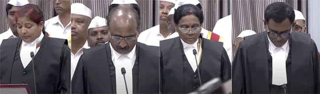 High Court :తెలంగాణ హైకోర్టులో నలుగురు న్యాయమూర్తుల  ప్రమాణ స్వీకారం