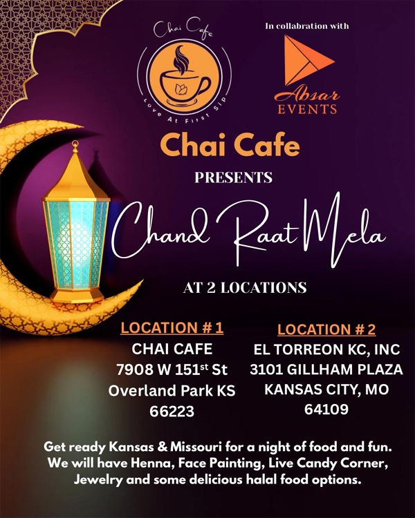Chai Cafe at Chaand Raat Mela – March 29th, Saturday 3-8 PM