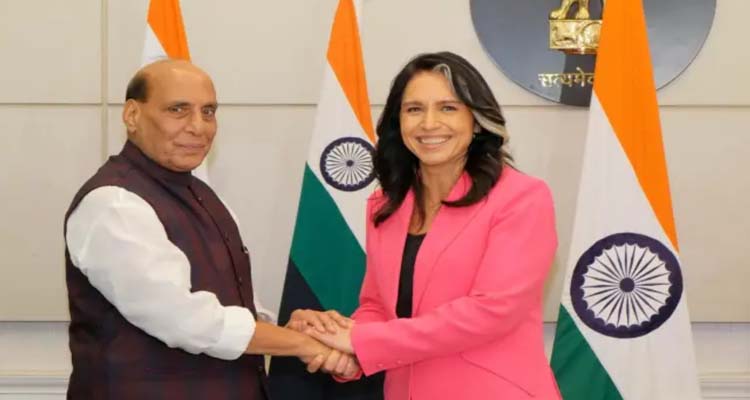 Rajnath Singh: రక్షణ మంత్రి రాజ్‌నాథ్‌ సింగ్‌తో అమెరికా డీఎన్‌ఐ తులసీ గబ్బర్డ్‌ భేటీ