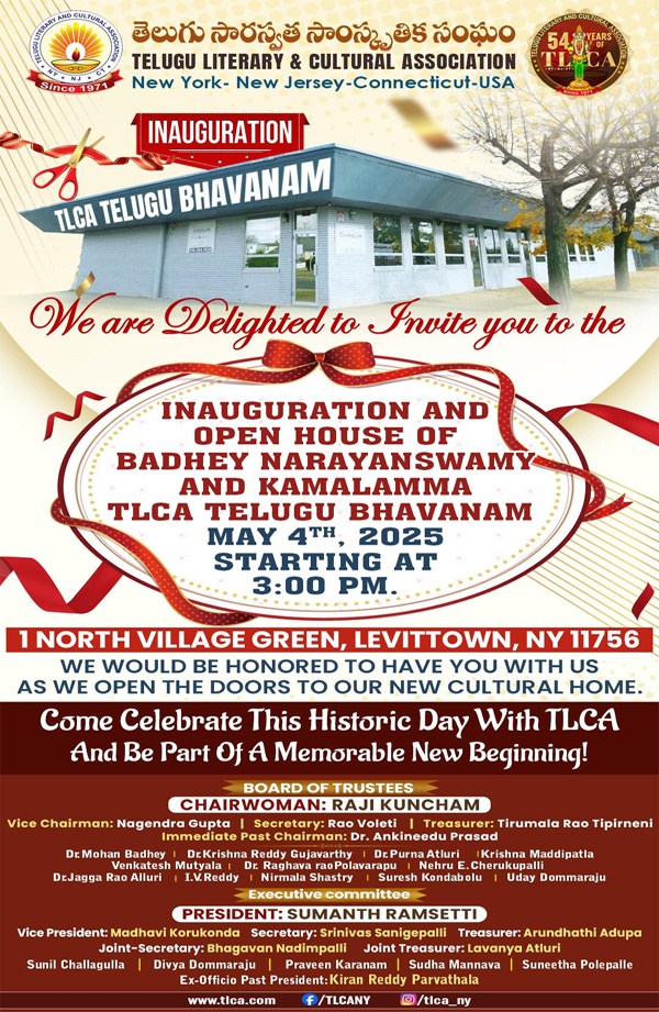 Inauguration and Open house of TLCA Telugu Bhavanam