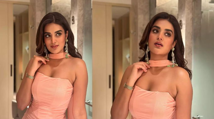 Nidhhi Agerwal: పీచ్ క‌ల‌ర్ డ్రెస్ లో అందాల నిధి