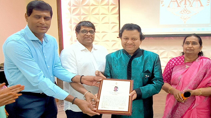 Dallas: డల్లాస్‌ లో కేవీ సత్యనారాయణను సత్కరించిన ఆటా