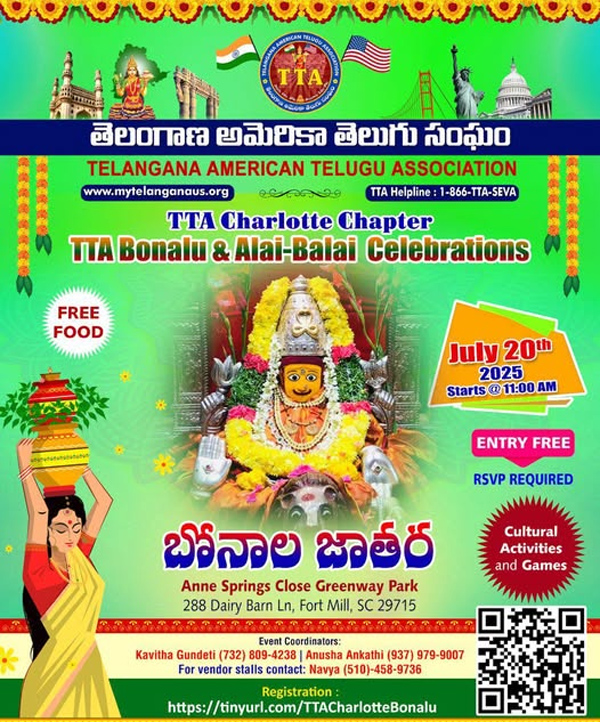 TTA Charlotte Bonalu celebrations on July 20