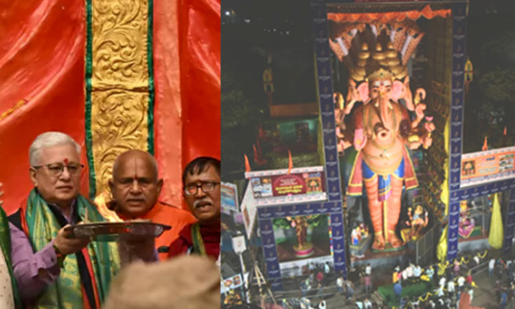 Khairatabad Ganesh: ఖైరతాబాద్ వినాయకుడికి తొలిపూజ చేసిన గవర్నర్ జిష్ణుదేవ్ వర్మ
