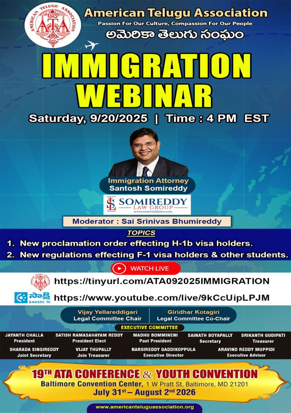 Ata Immigration Webinar By Santosh Somireddy