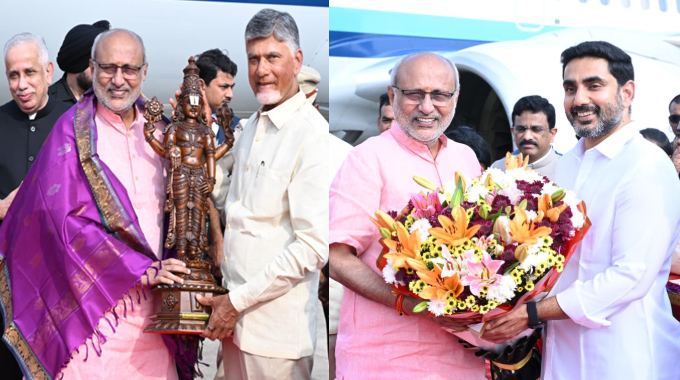 Nara Lokesh Grand Weldcome To Vice President Cp Radhakrishnan