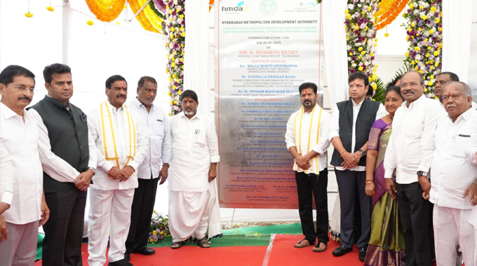 Chief Minister Revanth Reddy At The Foundation Stone Laying Ceremony Of Bharat Future City