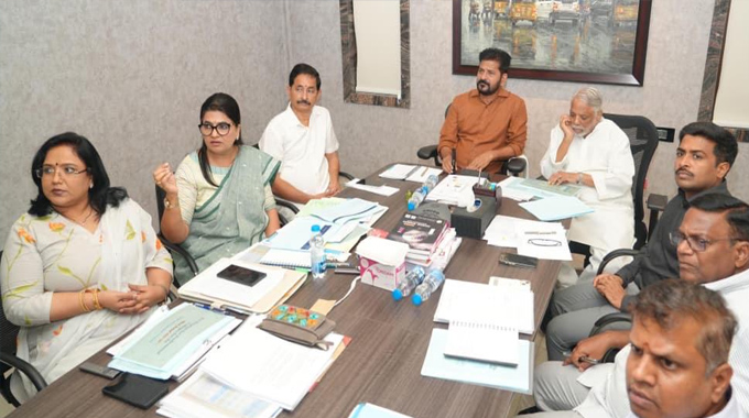 Chief Minister Revanth Reddy Holds A Review With Senior Officials Of The Education Department